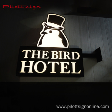 outdoor custom LED acrylic hotels logo light box